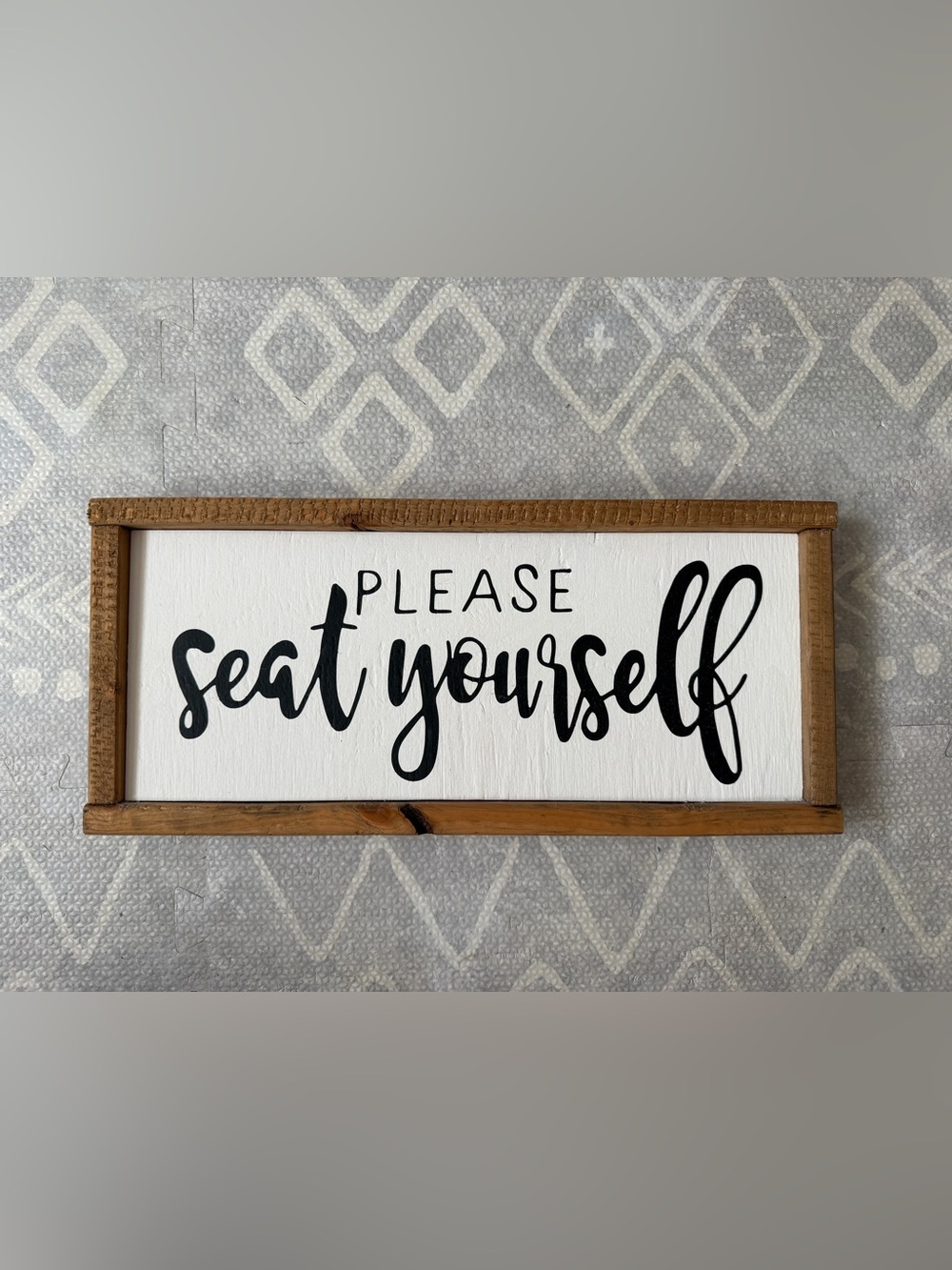 Rustic Farmhouse "Please Seat Yourself" Bathroom Humor Sign Wall Decor 16x7.5"